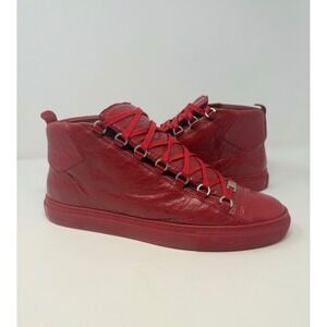 Balenciaga Arena High Top Sneaker Red Leather Size 11 US 44 EU